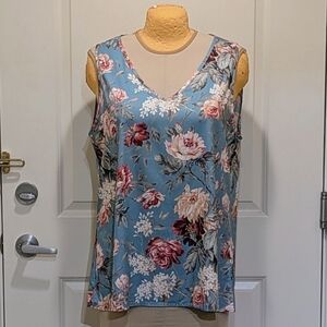 EUC Misslook 3XL Sky Blue Floral Tank Top